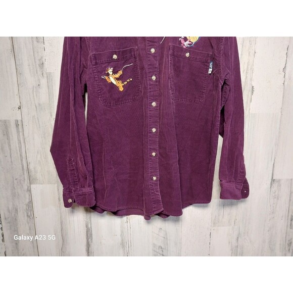 Vintage 90s Disney Pooh Tigger Piglet Mulberry Corduroy Button Up S - Picture 3 of 6